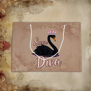 Sacola Para Presentes Grande O cisne negro, rainha da água.