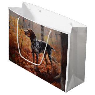 Sacola Para Presentes Grande O Conhound Bluetick nas Folhas de outono cai inspi