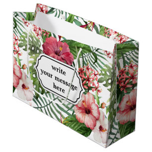 Sacola Para Presentes Grande O hibiscus tropical floresce o teste padrão da
