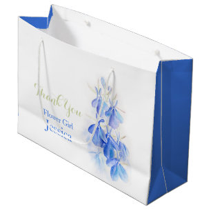 Sacola Para Presentes Grande O lobelia azul floresce o saco azul branco do
