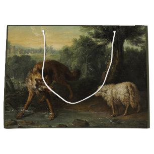Sacola Para Presentes Grande O Lobo e o Lamb (por Jean-Baptiste Oudry)