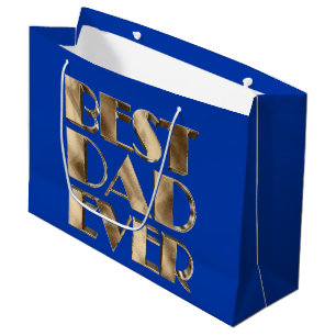 Sacola Para Presentes Grande O melhor pai da tipografia elegante Dourado azul