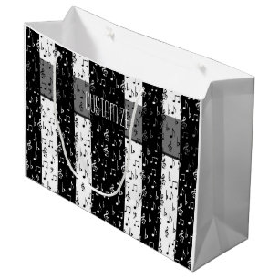Sacola Para Presentes Grande O Musical preto & branco listra o grande saco do