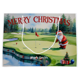 Sacola Para Presentes Grande O Natal do Golf era temido com saco de golfe e coi