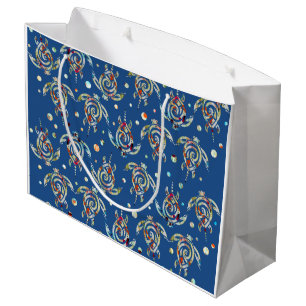 Sacola Para Presentes Grande O padrão das tartarugas do mar Shamanic + sua cor