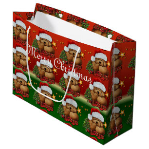 Sacola Para Presentes Grande O papai noel bonito carrega o grande saco 2 do