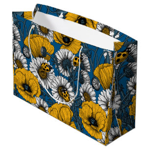 Sacola Para Presentes Grande O prado em amarelo e azul