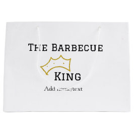 Sacola Para Presentes Grande O rei do churrasco coroa adicionar nome texto cozi