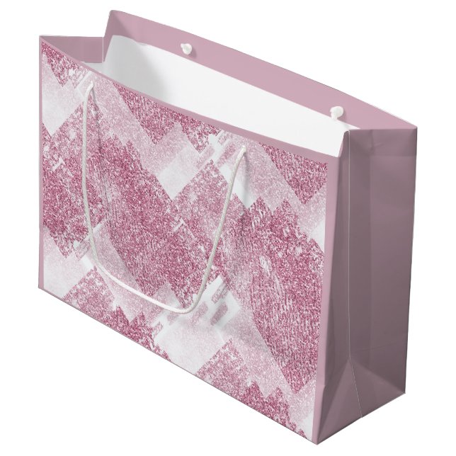 Sacola Para Presentes Grande O rosa brilha no branco. (Frente inclinada)