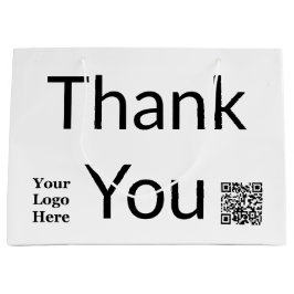 Sacola Para Presentes Grande Obrigado Código QR preto e branco Seu logotipo aqu