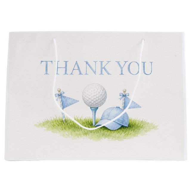 Sacola Para Presentes Grande Obrigado menino bebê de golfe  (Frente)