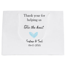 Sacola Para Presentes Grande obrigado que amarre o nó azul do casamento.