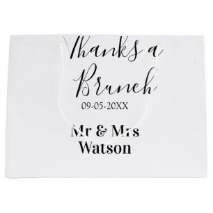 Sacola Para Presentes Grande Obrigado um brunch pós-casamento nome data simples