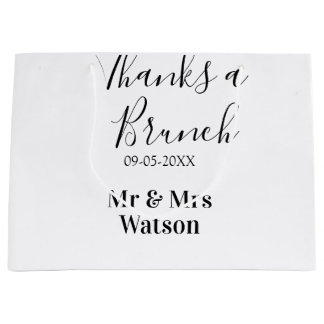 Sacola Para Presentes Grande Obrigado um brunch pós-casamento nome data simples