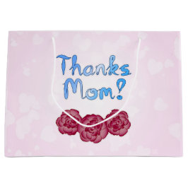 Sacola Para Presentes Grande Obrigados Mãe com Flor de Cravos para o Dia das Mã