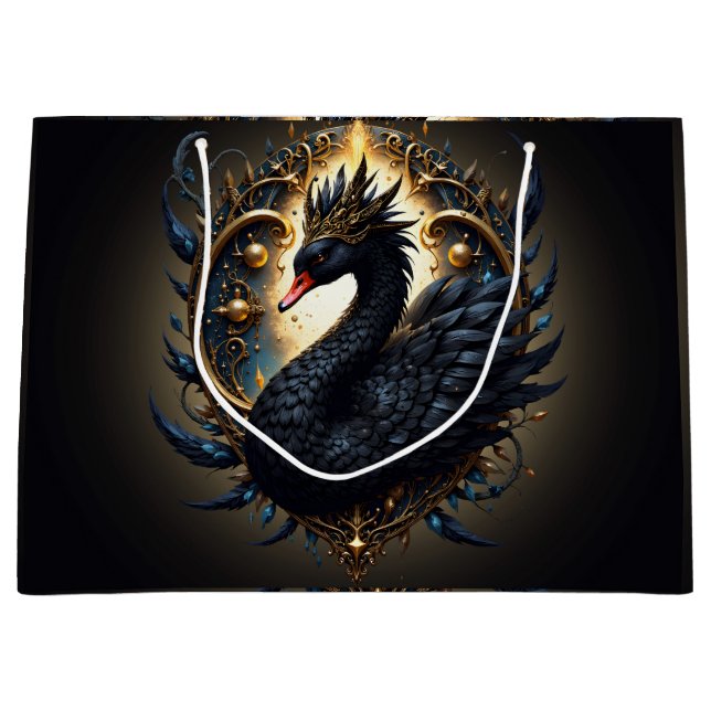 Sacola Para Presentes Grande Obsidian Swan of Silent Grace – Dark Fantasy  (Frente)