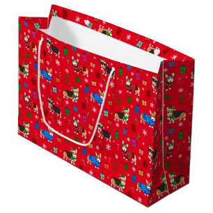 Sacola Para Presentes Grande Óculos de Natal bonitos em chapéus e suéteres