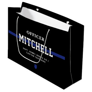 Sacola Para Presentes Grande Oficial de Polícia Personalizado Linha Azul Fino