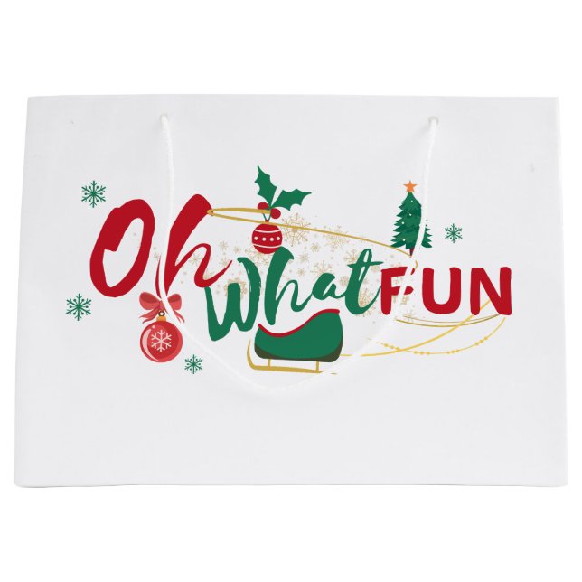 Sacola Para Presentes Grande Oh Que Divertido - Feriado Cheerful Gift Bag (Frente)