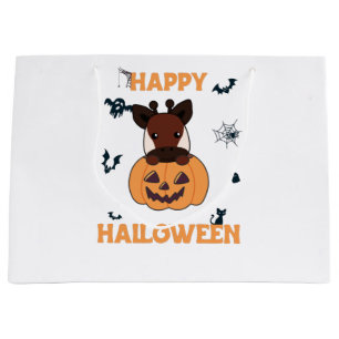 Sacola Para Presentes Grande Okapi Em Pumpkin Cute Okapis Happy Halloween