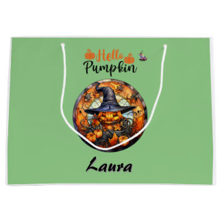 Sacola Para Presentes Grande Olá Abóbora Assustadora de Halloween