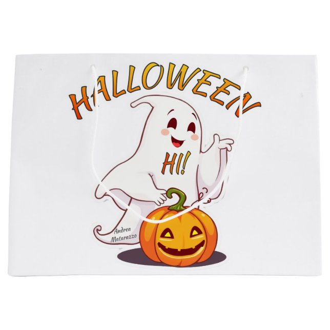 Sacola Para Presentes Grande Olá! Dia das Bruxas (Frente)