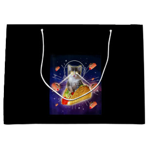 Sacola Para Presentes Grande Olhos Laser para Gatos de Taco Espacial