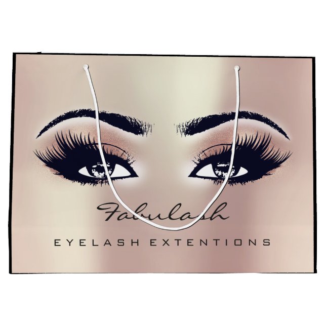 Sacola Para Presentes Grande Olhos Lash Rosa Rosa Maquiagem Cintilante Beleza C (Verso)