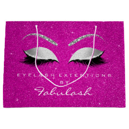 Sacola Para Presentes Grande Olhos Piscando Maquiagem Rosa Quente Cinza Prata R