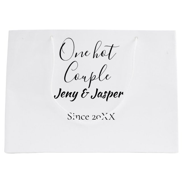 Sacola Para Presentes Grande One hot couple add name since 20XX year date (Frente)