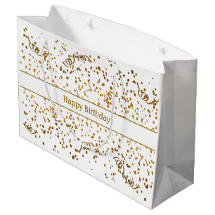 Sacola Para Presentes Grande Ontem, Dourado Confetti Streamers Três Modelo