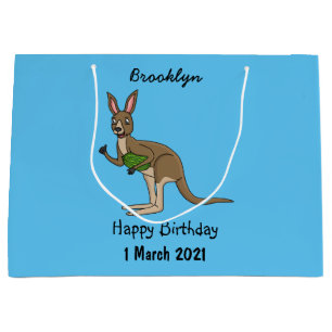 Sacola Para Presentes Grande Óptica ilustração de canguru australiano feliz