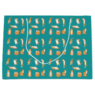 Sacola Para Presentes Grande Orange Cats Engraçado