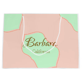 Sacola Para Presentes Grande Orange green pastel boho add name place rustic ele