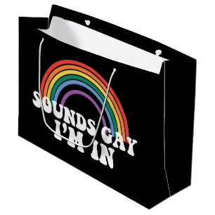 Sacola Para Presentes Grande Orgulho Gay LGBT Arco-íris Soa Gay Estou Dentro