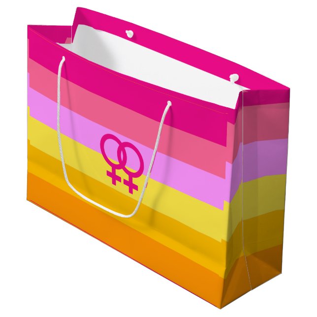 Sacola Para Presentes Grande Orgulho Lesbiano Dawn WLW (Frente inclinada)