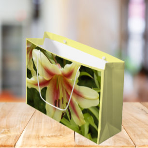 Sacola Para Presentes Grande Orienpet Amarelo Lily com Starburst Vermelho Flora