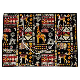 Sacola Para Presentes Grande Ornamento tradicional étnico africano, patenteamen