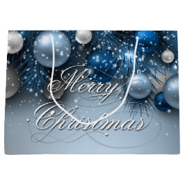 Sacola Para Presentes Grande Ornamentos de Natal - Blues