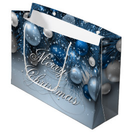 Sacola Para Presentes Grande Ornamentos de Natal - Blues