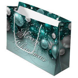 Sacola Para Presentes Grande Ornamentos de Natal - Teais