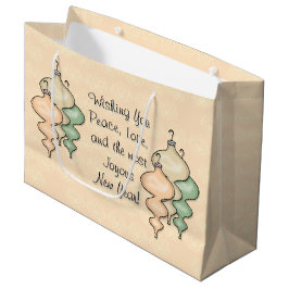 Sacola Para Presentes Grande Ornamentos de Vidro Explosivos em Damasco de Pêsse