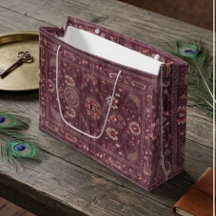 Ornate Persian Deep Plum Floral Paisley Accents