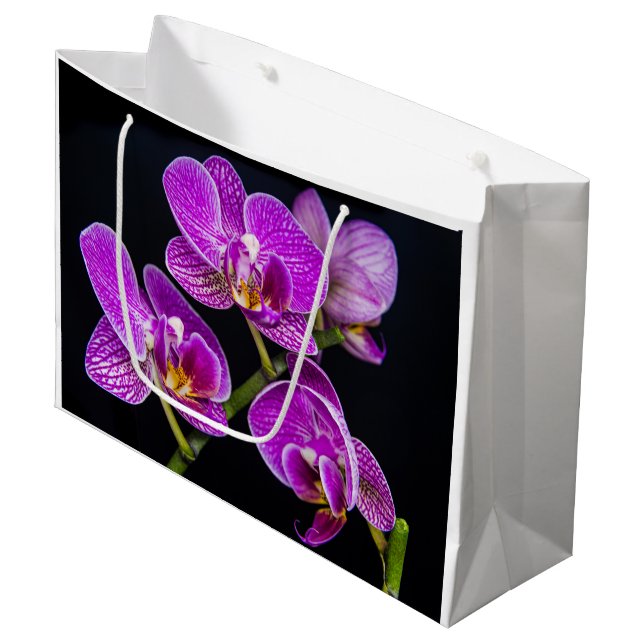 Sacola Para Presentes Grande Orquídea roxa (Frente inclinada)