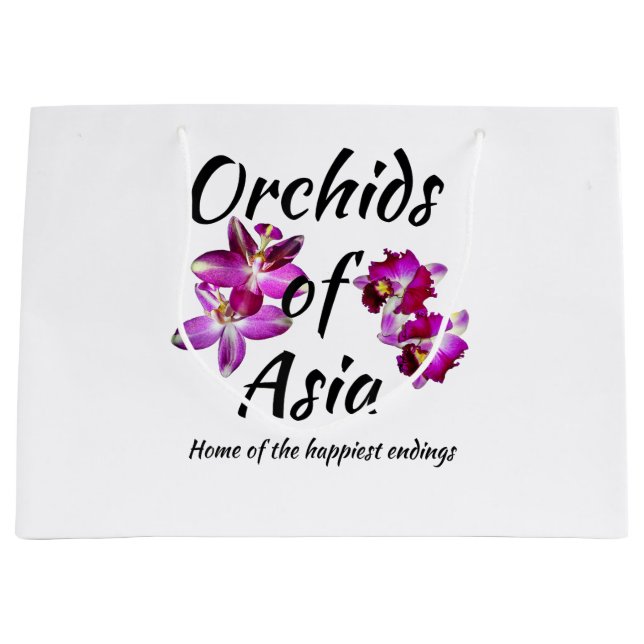 Sacola Para Presentes Grande Orquídeas da Ásia (Frente)