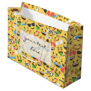 Sacola Para Presentes Grande os emoji fofos adoram ouvir o padrão de riso de b