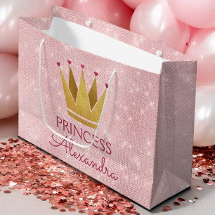 Sacola Para Presentes Grande Ouro Aniversário da princesa Coroa Aumentação