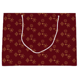 Sacola Para Presentes Grande Ouro Decorativo Flocos de Neve Padrão de Natal