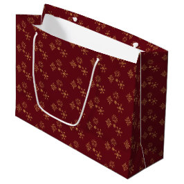Sacola Para Presentes Grande Ouro Decorativo Flocos de Neve Padrão de Natal