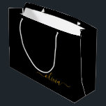 Sacola Para Presentes Grande Ouro Preto Moderno Nome de Monograma de Letra de M<br><div class="desc">Preto e Dourado Saco de Presente de Monograma de Letra Simples. Isso torna o presente perfeito para aniversário de 16 anos,  casamento,  chá de noiva,  aniversário de casamento,  chá de bebê ou festa de despedida de solteira para alguém que ama luxo e estilos chiques.</div>